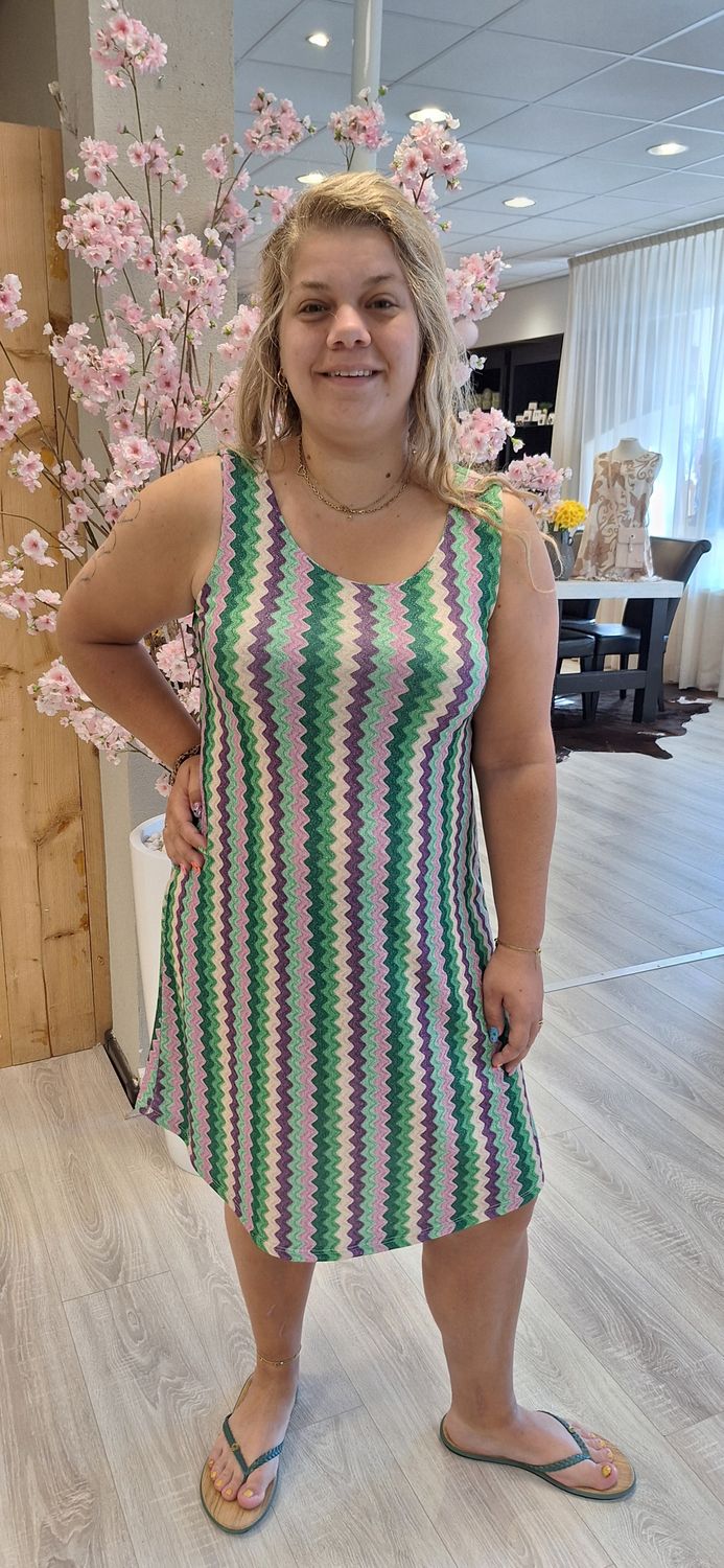Jurk Anna groen paars