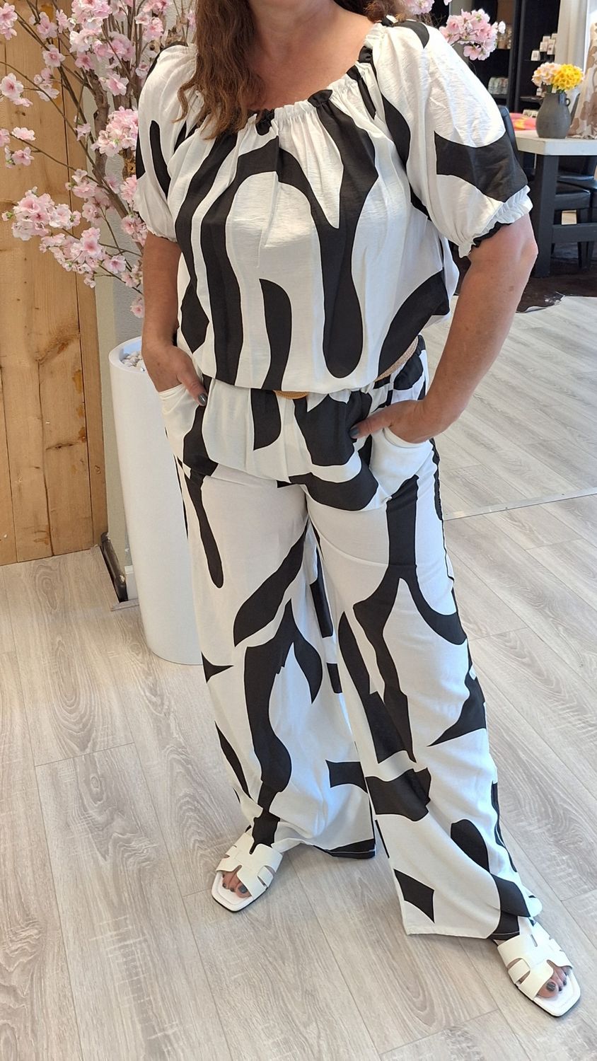 Blouse Sanne zwart wit