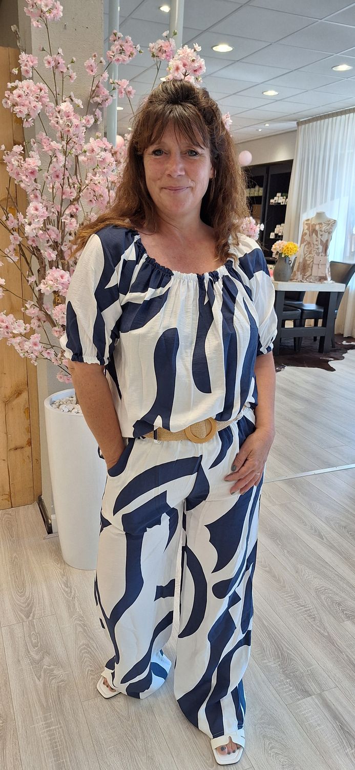 Blouse Sanne Donker blauw wit