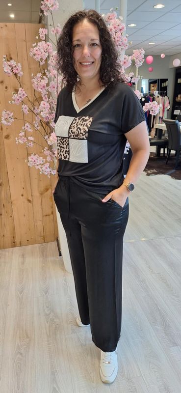 Satijnen Flared broek zwart