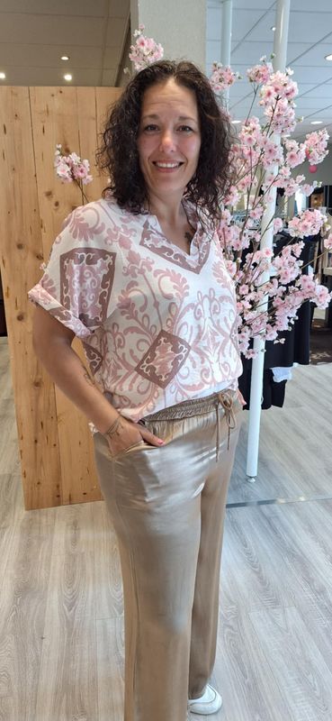 Satijnen flared broek brons