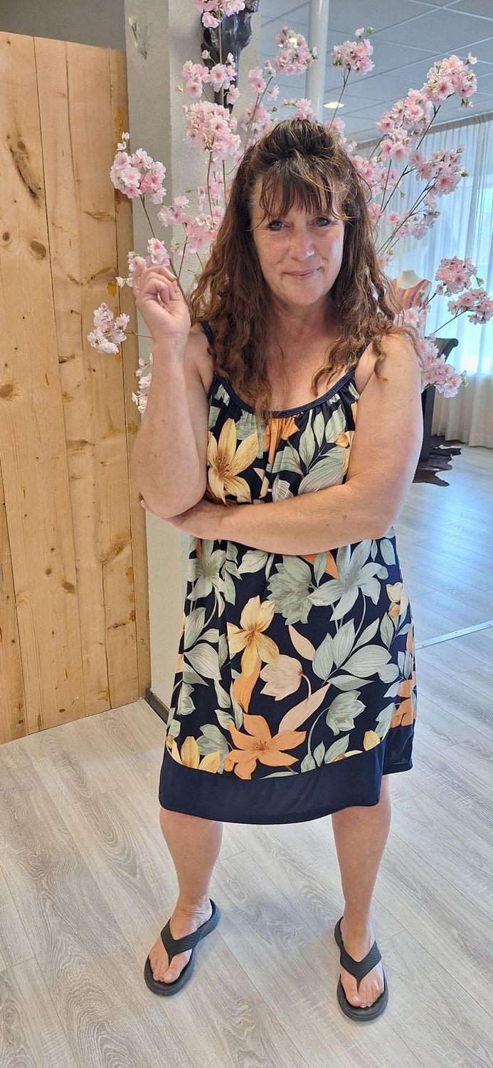 Zomerjurk Blauw met bloemen