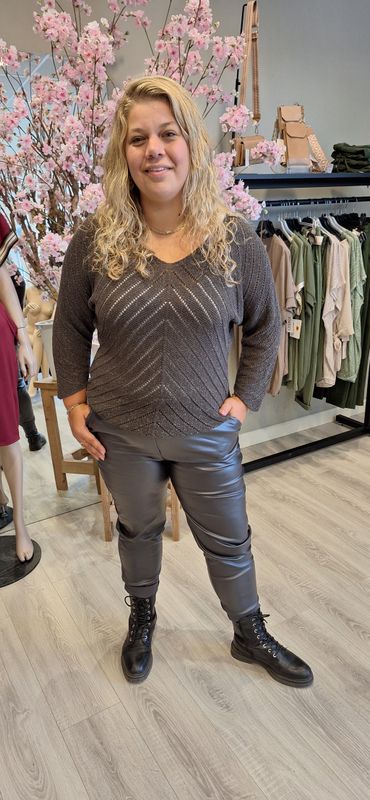 Coated broek donker grijs