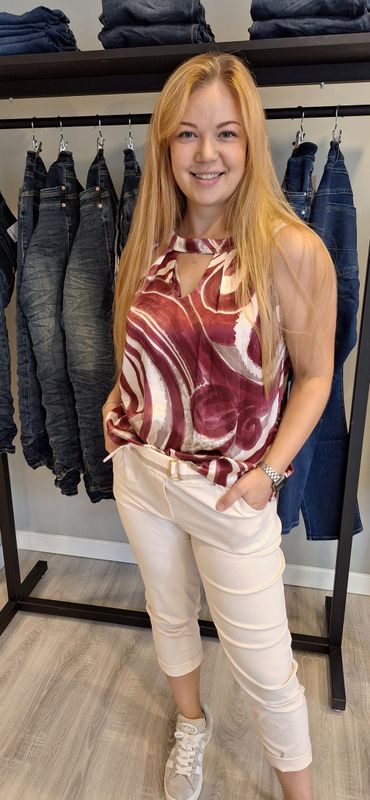 Satijnen top bordeau