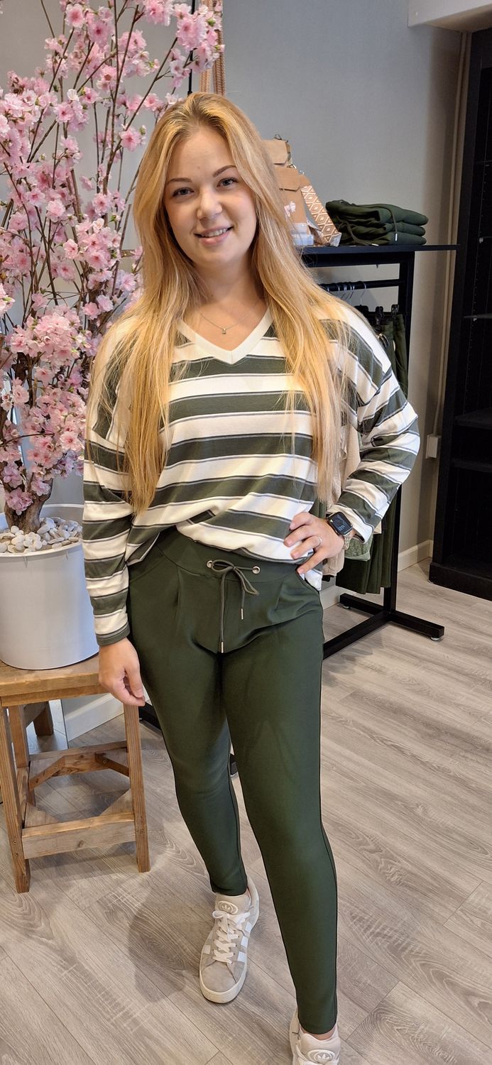 Streep sweatertje groen