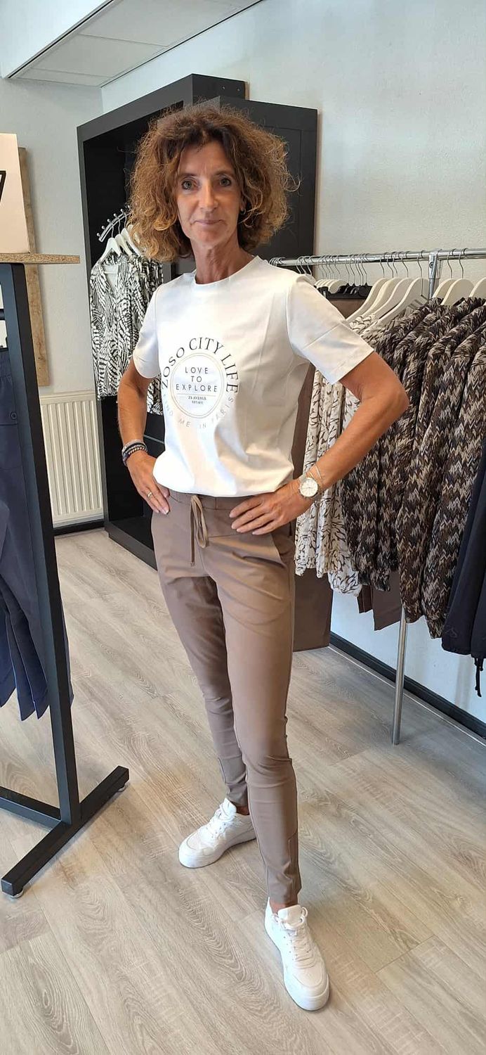Travel T-Shirt Selma Offwhite Mocca  254