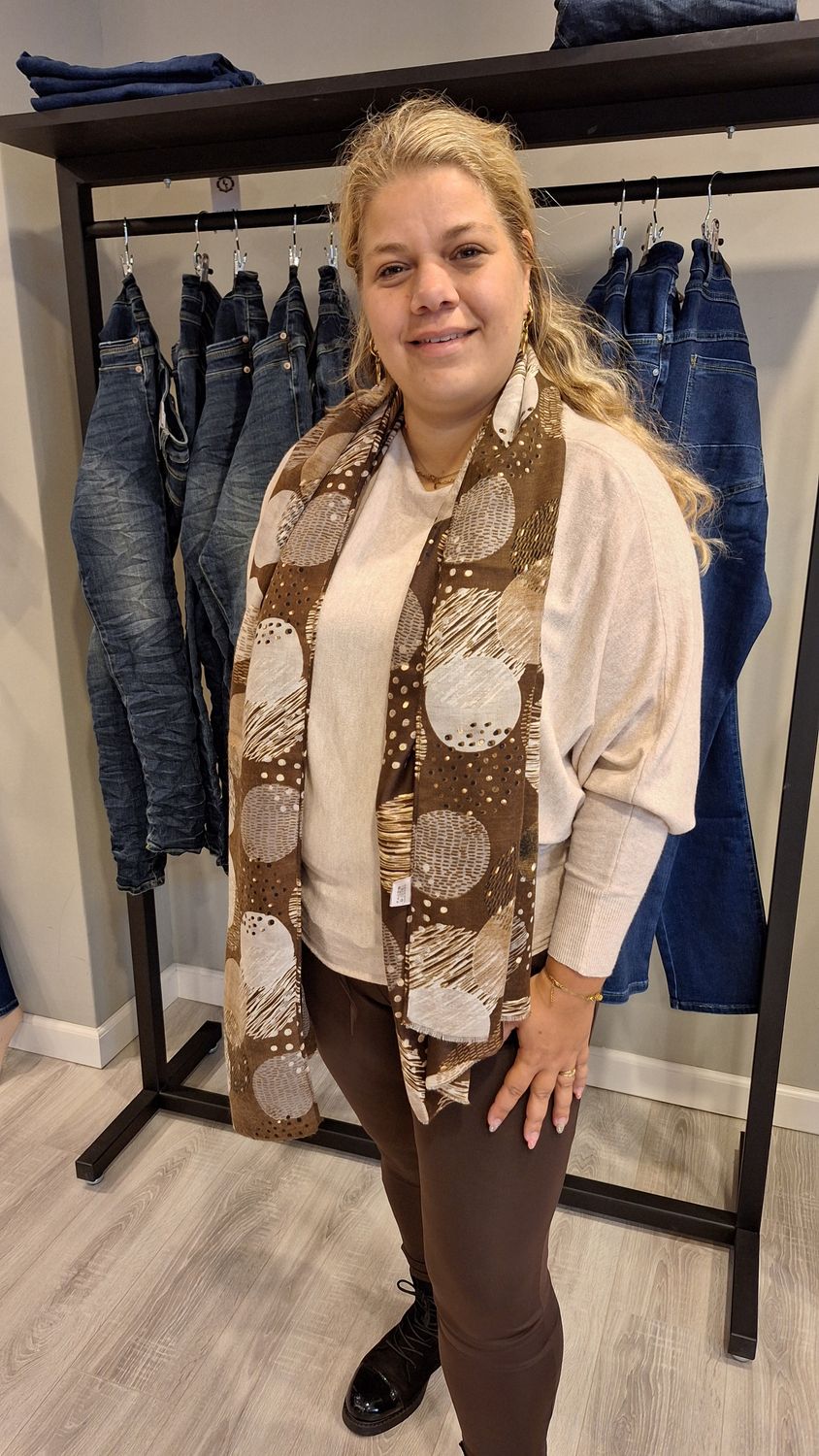 Vleermuismouw trui beige