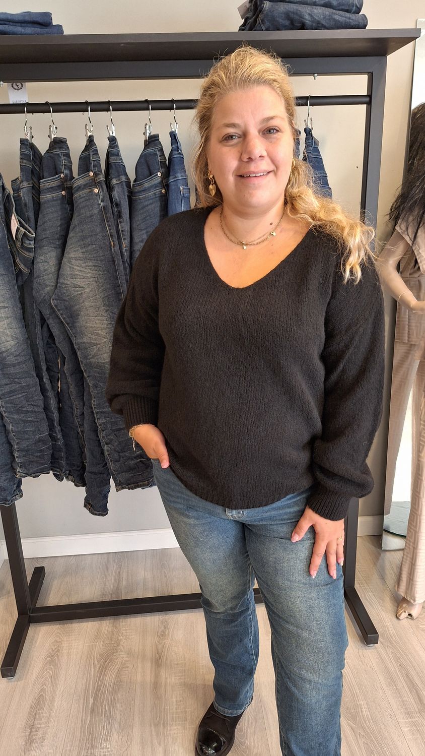 Grof gebreide trui zwart