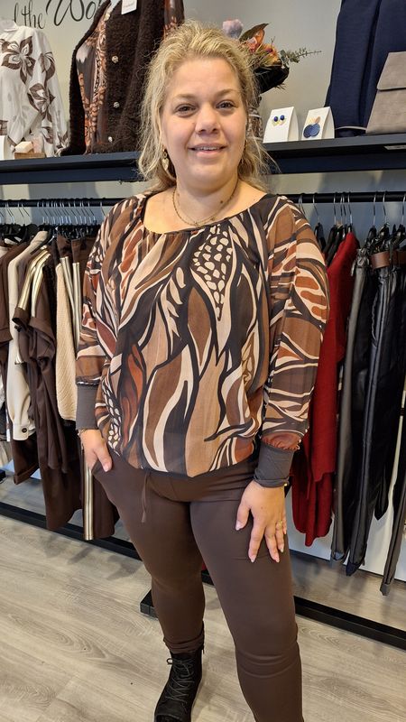 Ballon blouse Wild bruin