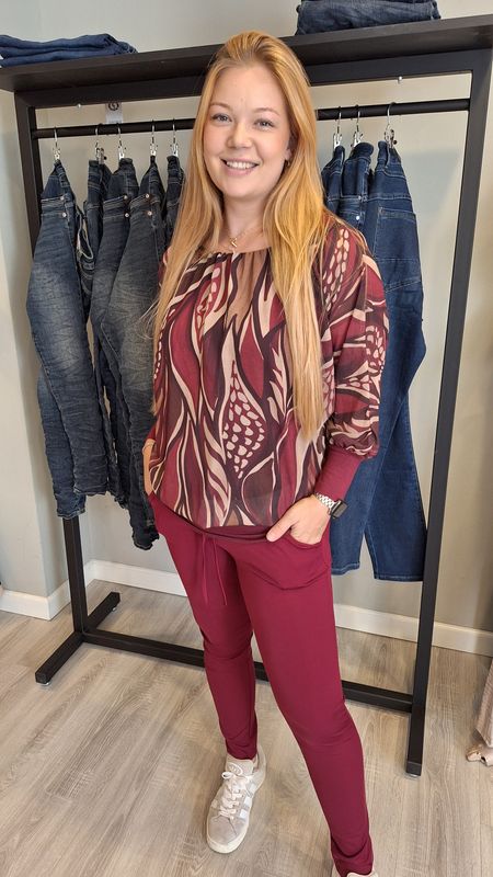 Travelstof broek bordeau