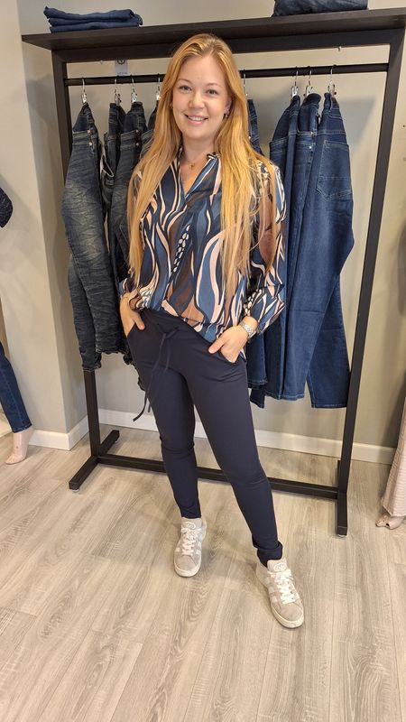 Travelstof broek donker blauw