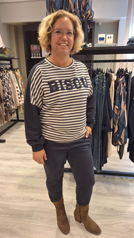 Trui Streep Bisou blauw