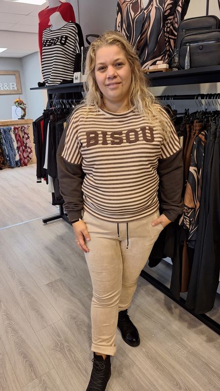 Trui Streep Bisou bruin