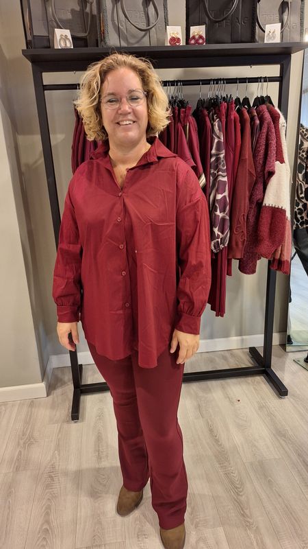 Basis blouse bordeau