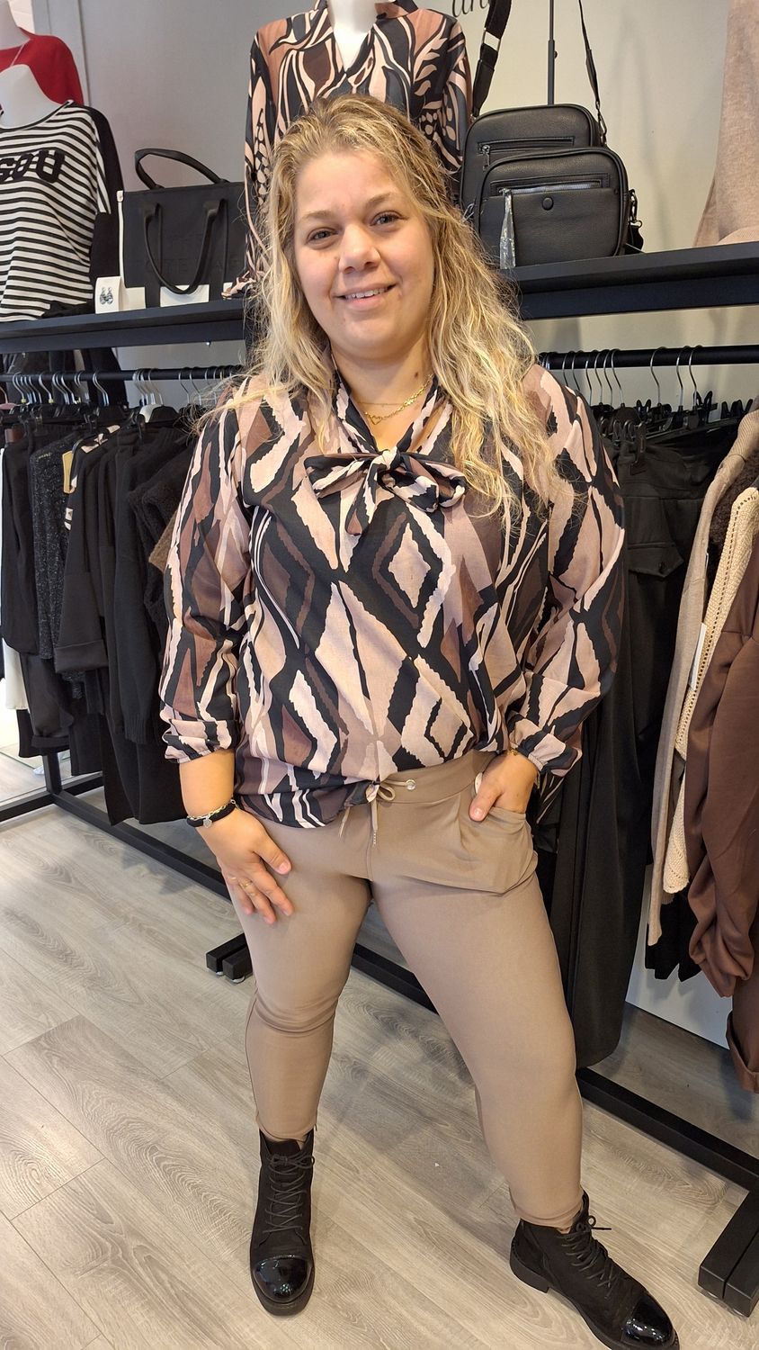 Strik blouse zwart /bruin