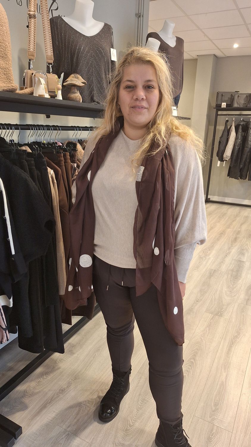 Vleermuismouw trui beige