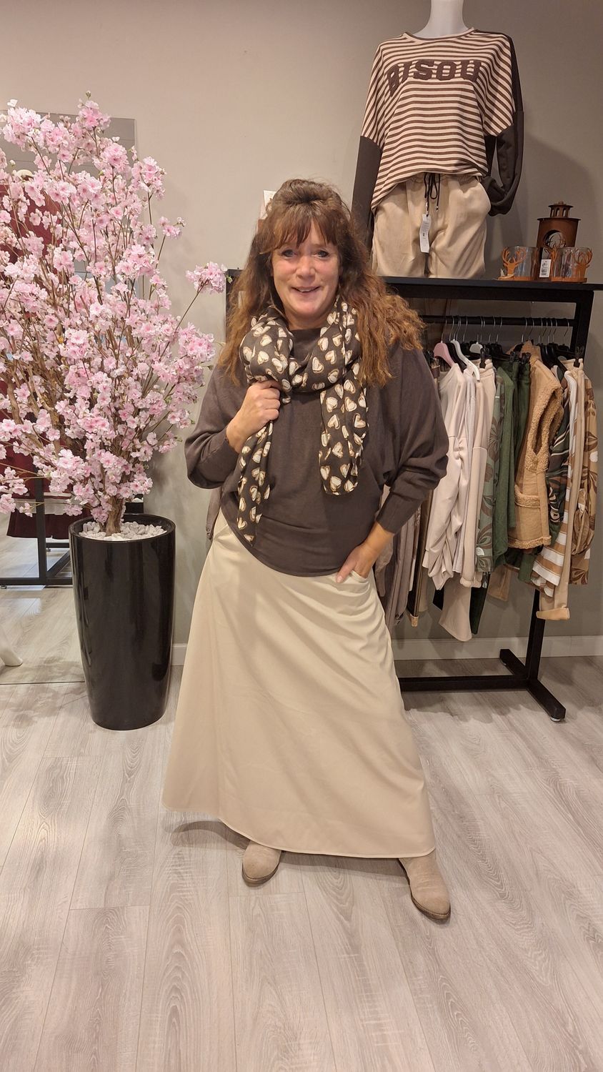 Leren Rok beige