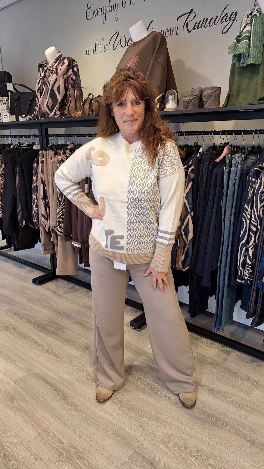 Broek Wijde pijp taupe