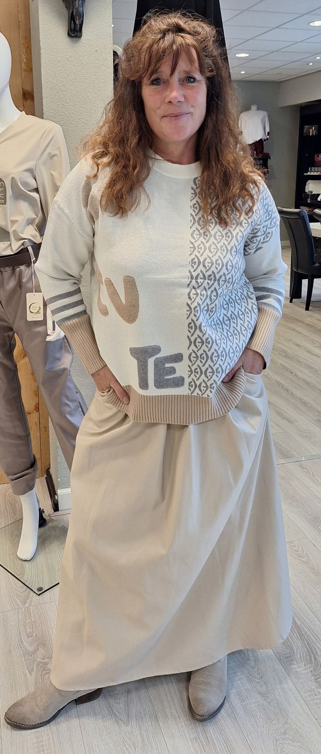 Leren rok beige