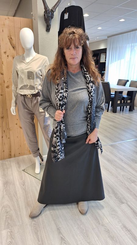 Vleermuis mouw trui grijs