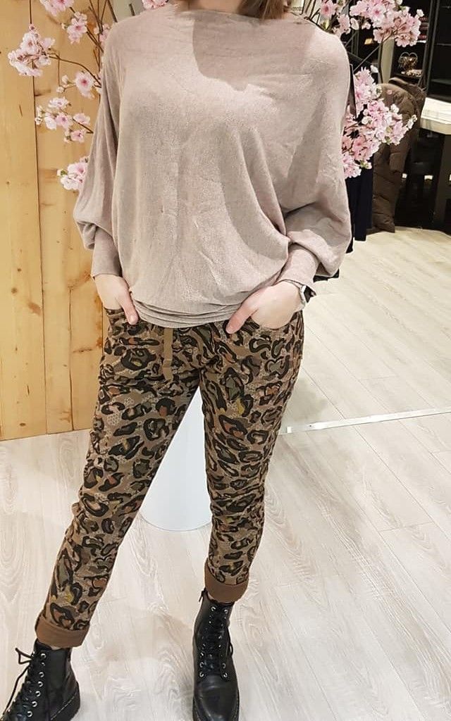 Vleermuis mouw trui Beige