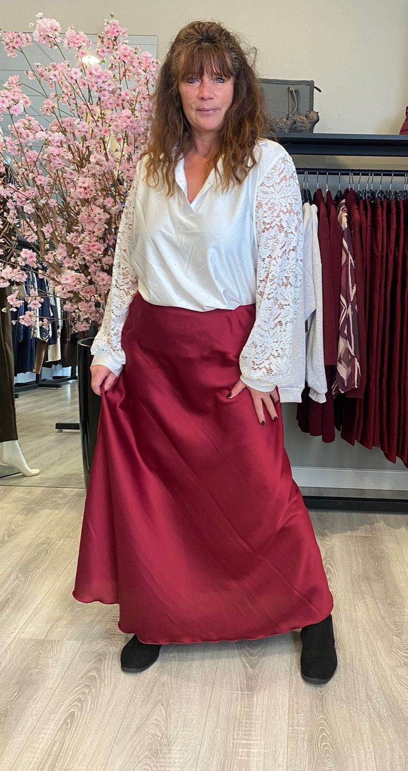 Satijnen blouse met glinster wit