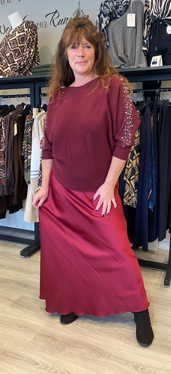 Satijnen rok bordeaux