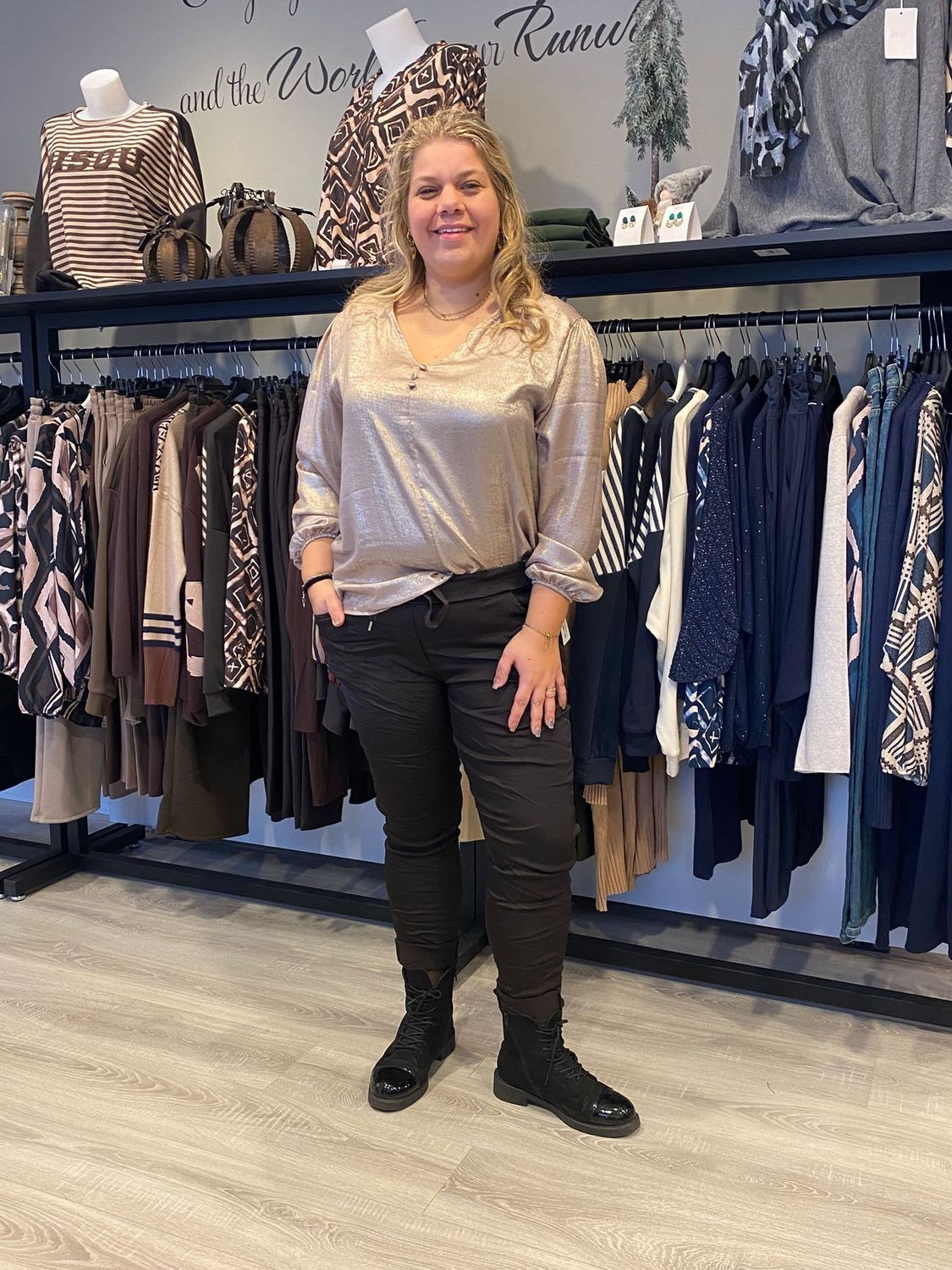 Laklook blouse brons