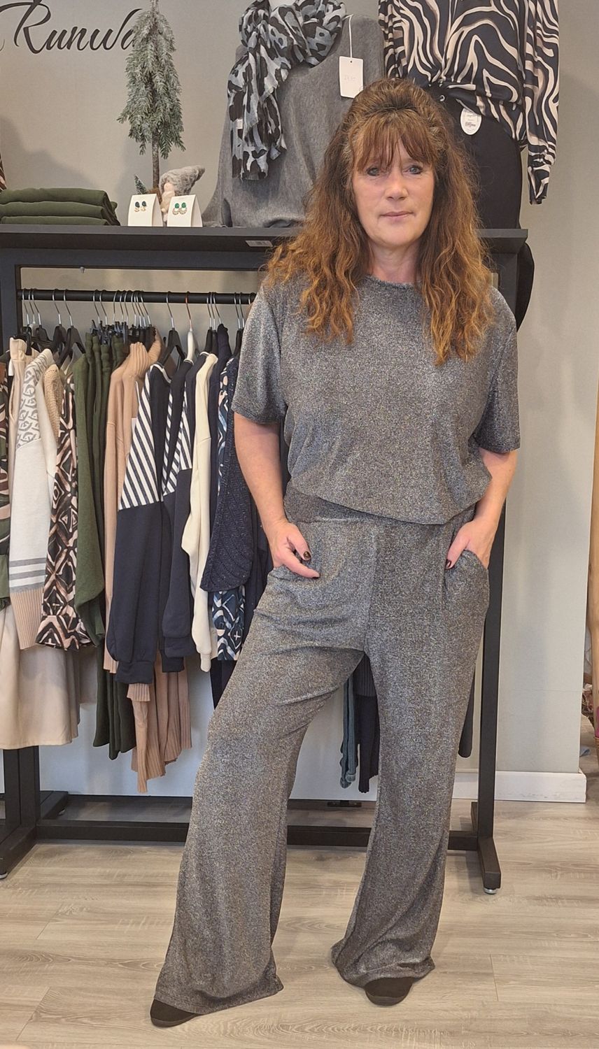 Glitter broek zilver