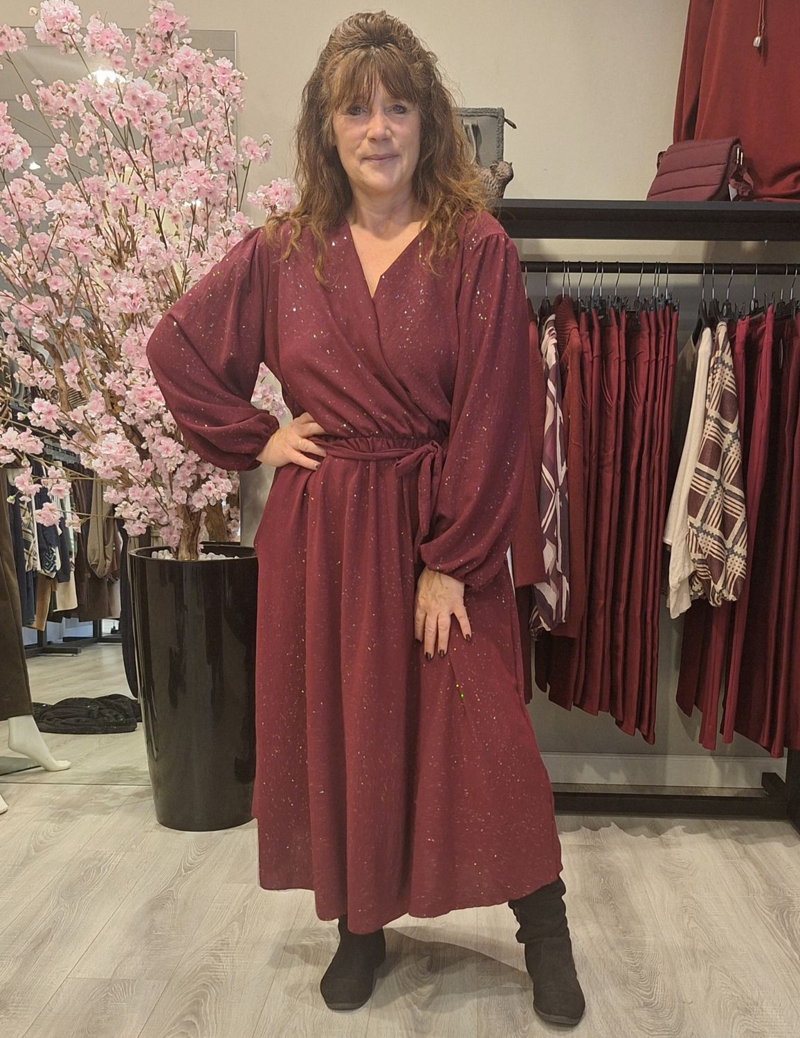 Sparkel jurk bordeaux