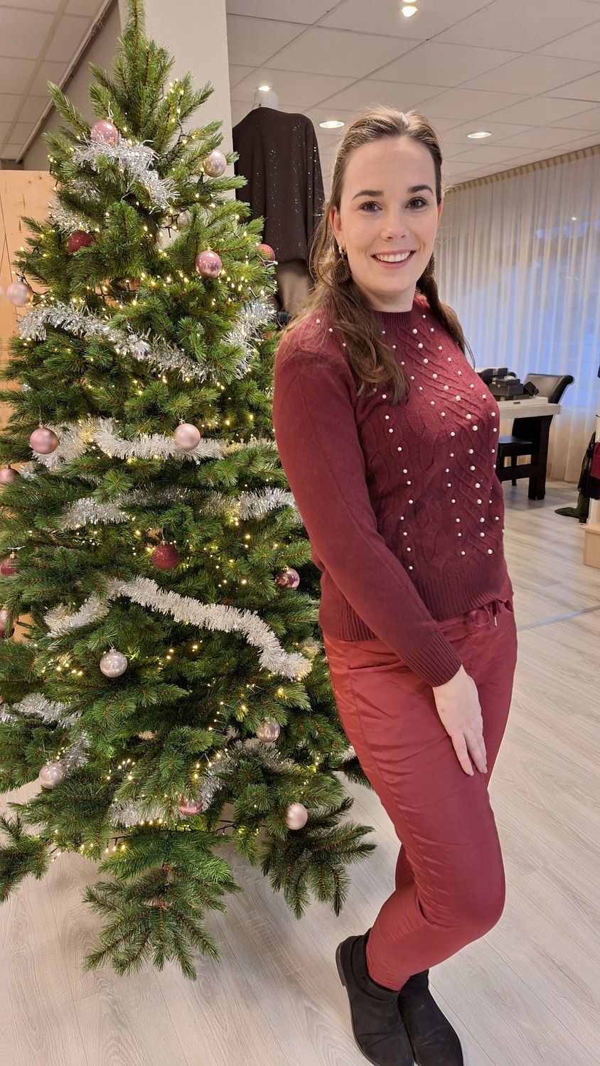 Satijnen jogging bordeaux