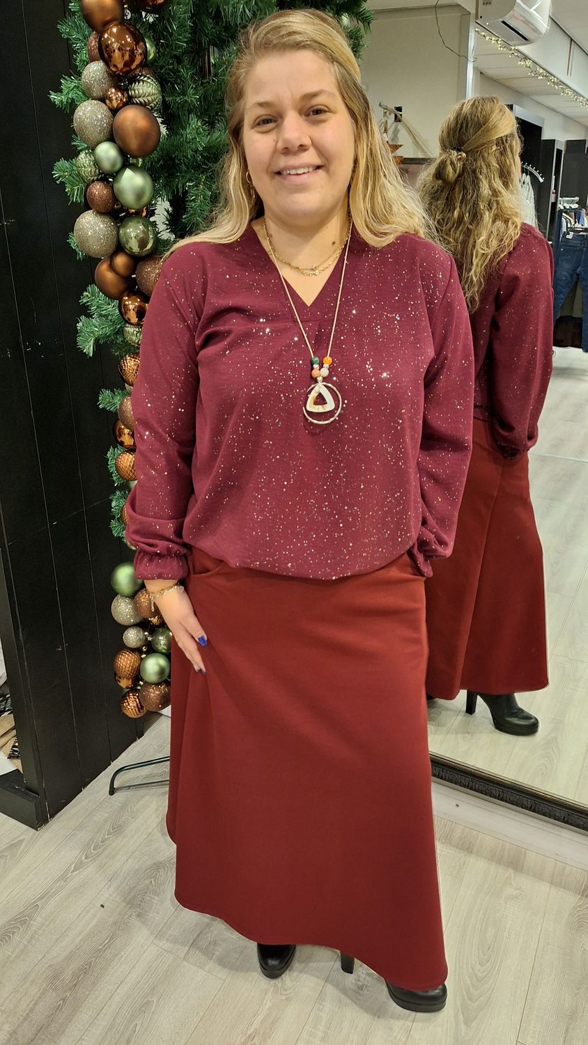 Blouse ketting Glit bordeaux