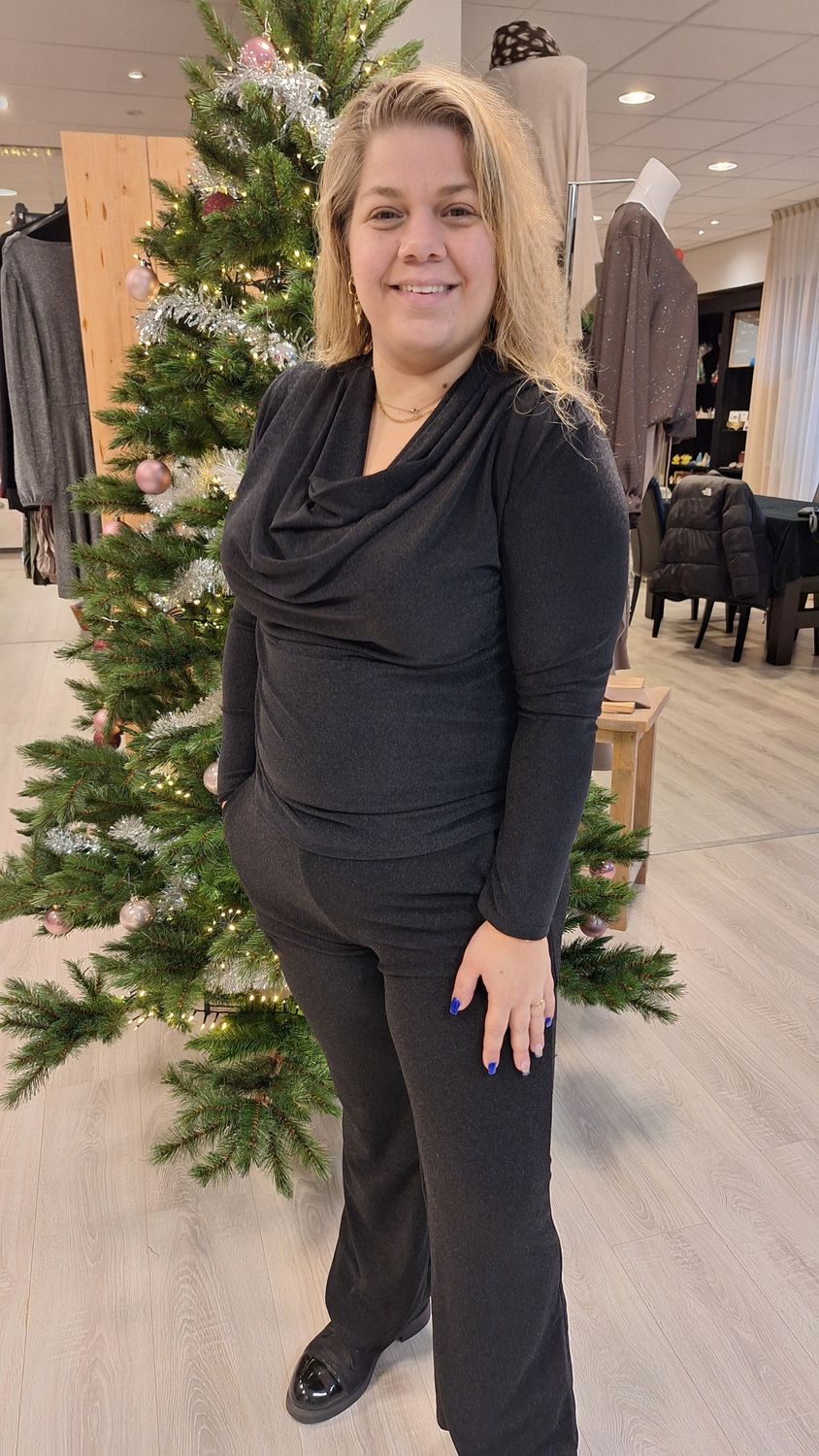 Glitter broek Evy zwart