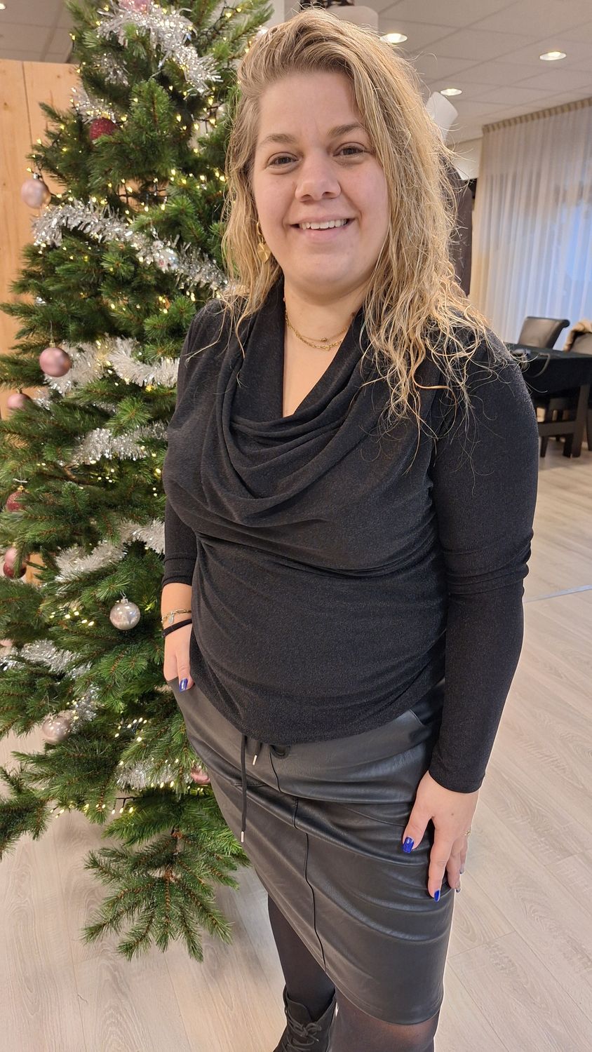 Watervall top glit zwart