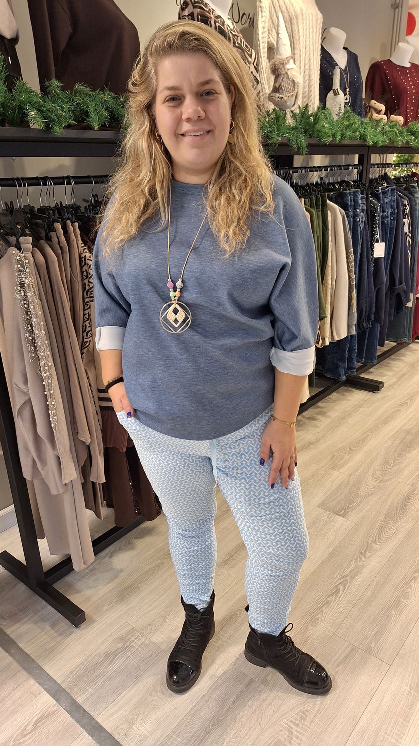 Sweater ketting jeans blauw
