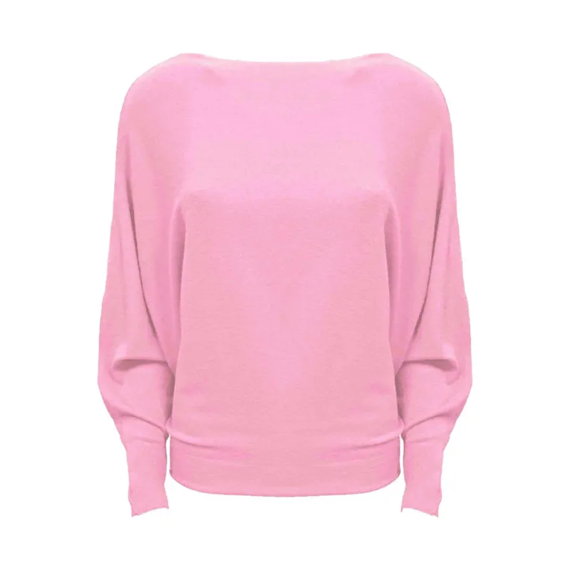 Vleermuis mouw trui roze