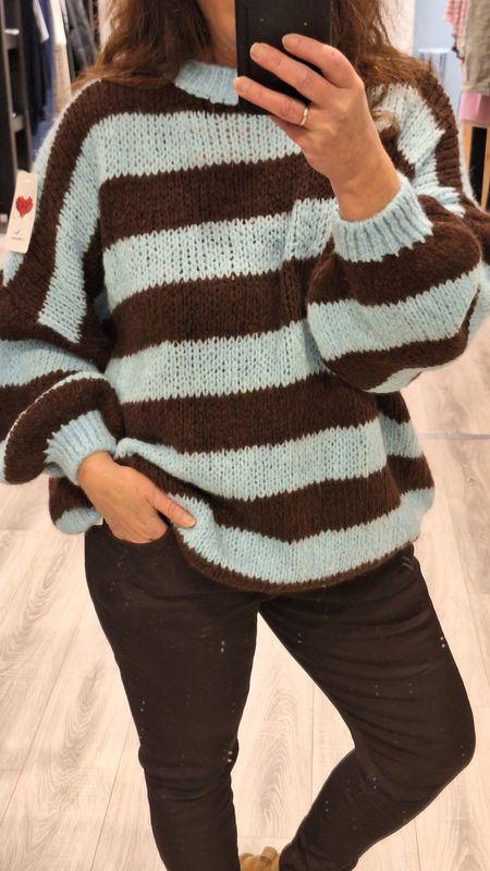 Trui streep Lola blauw bruin