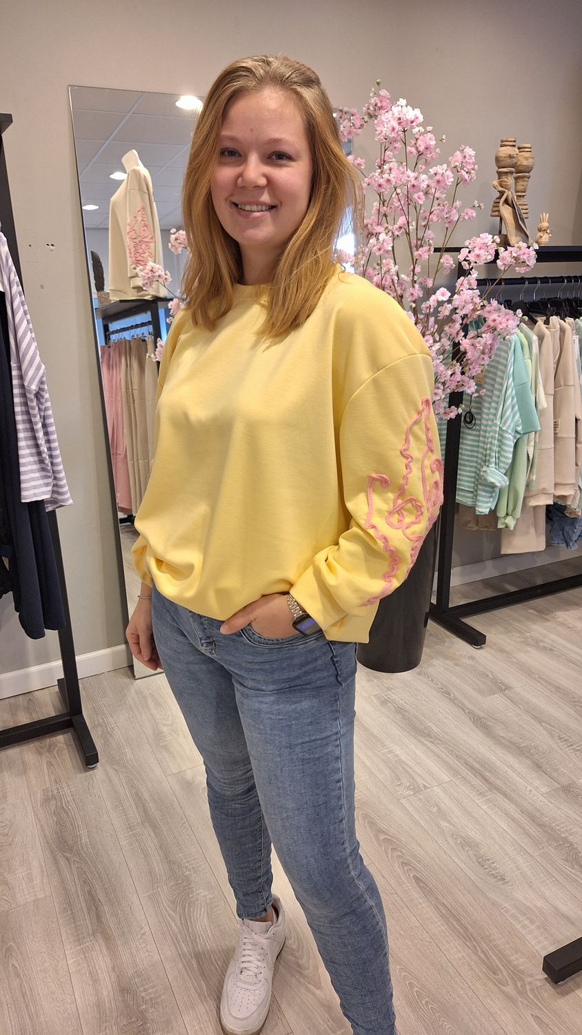 Sweater Borduur geel