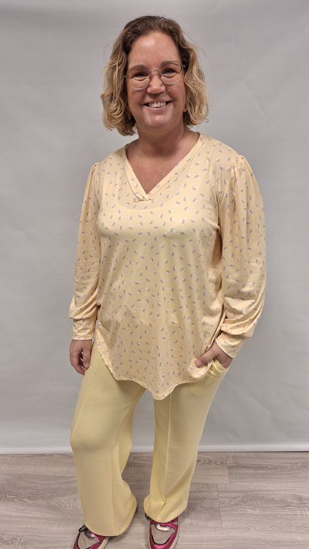 Broek wijde pijp geel