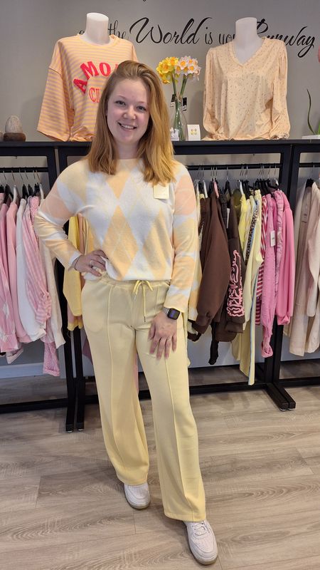 Broek wijde pijp geel