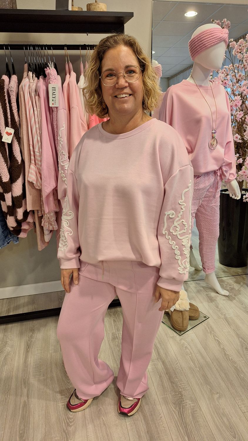 Broek wijde pijp roze