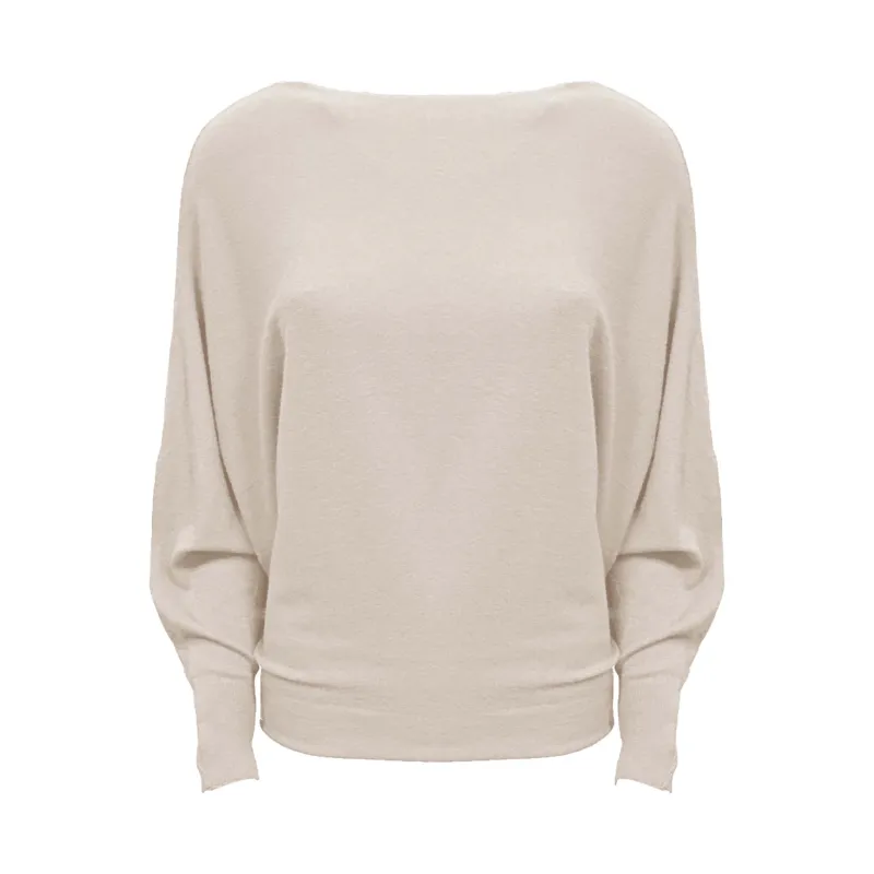 Vleermuis mouw trui Beige