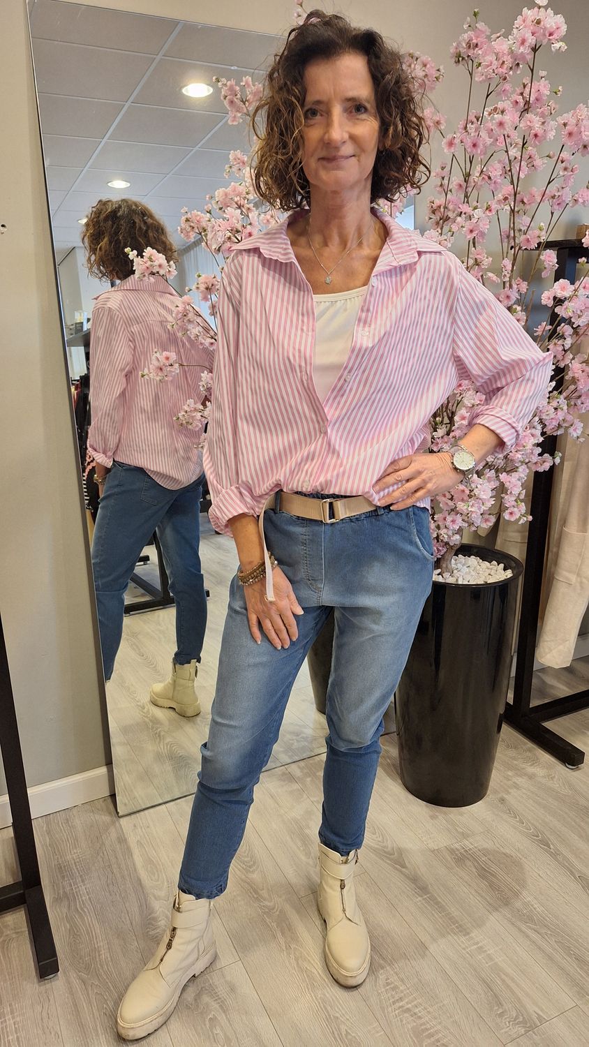 Streep Blouse roze