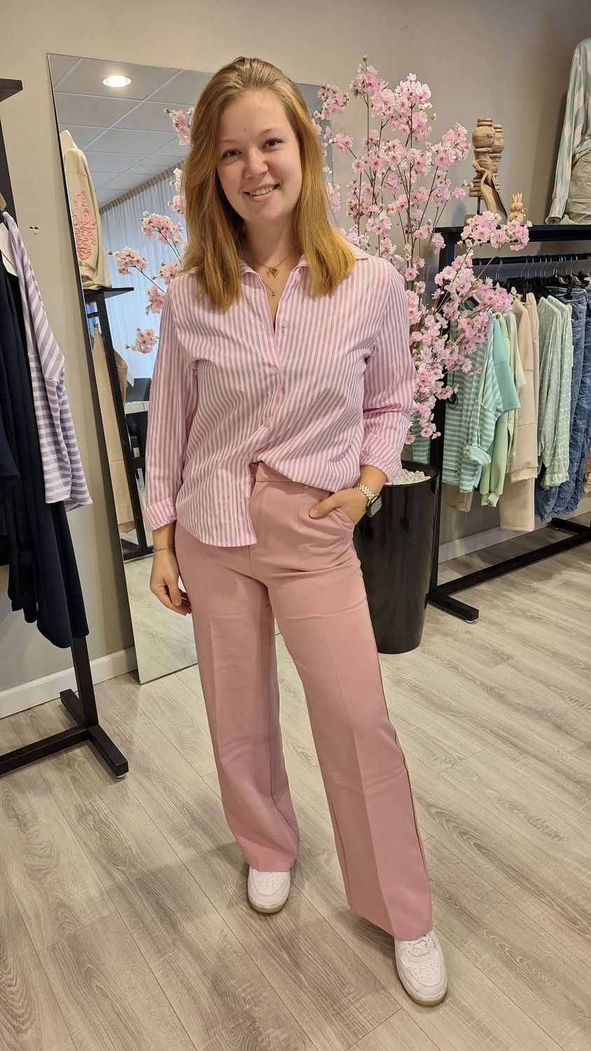 Streep Blouse roze