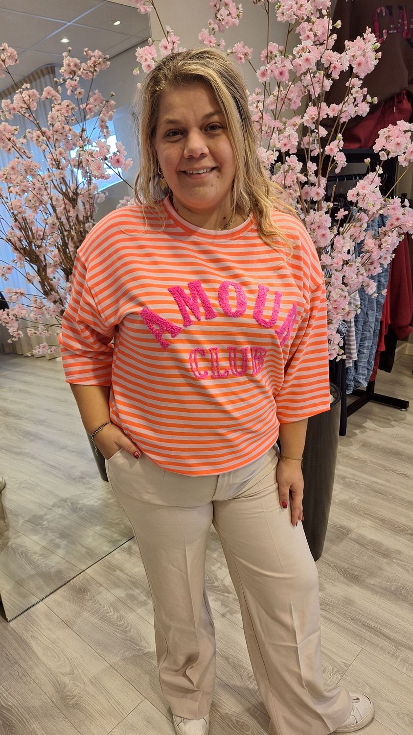 Mooij Sweat oranje roze 