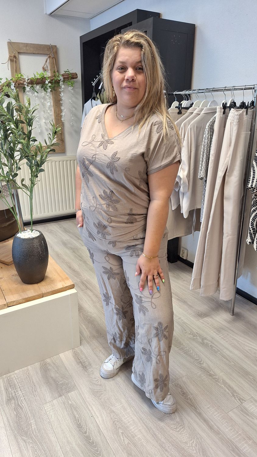 Linnen broek taupe