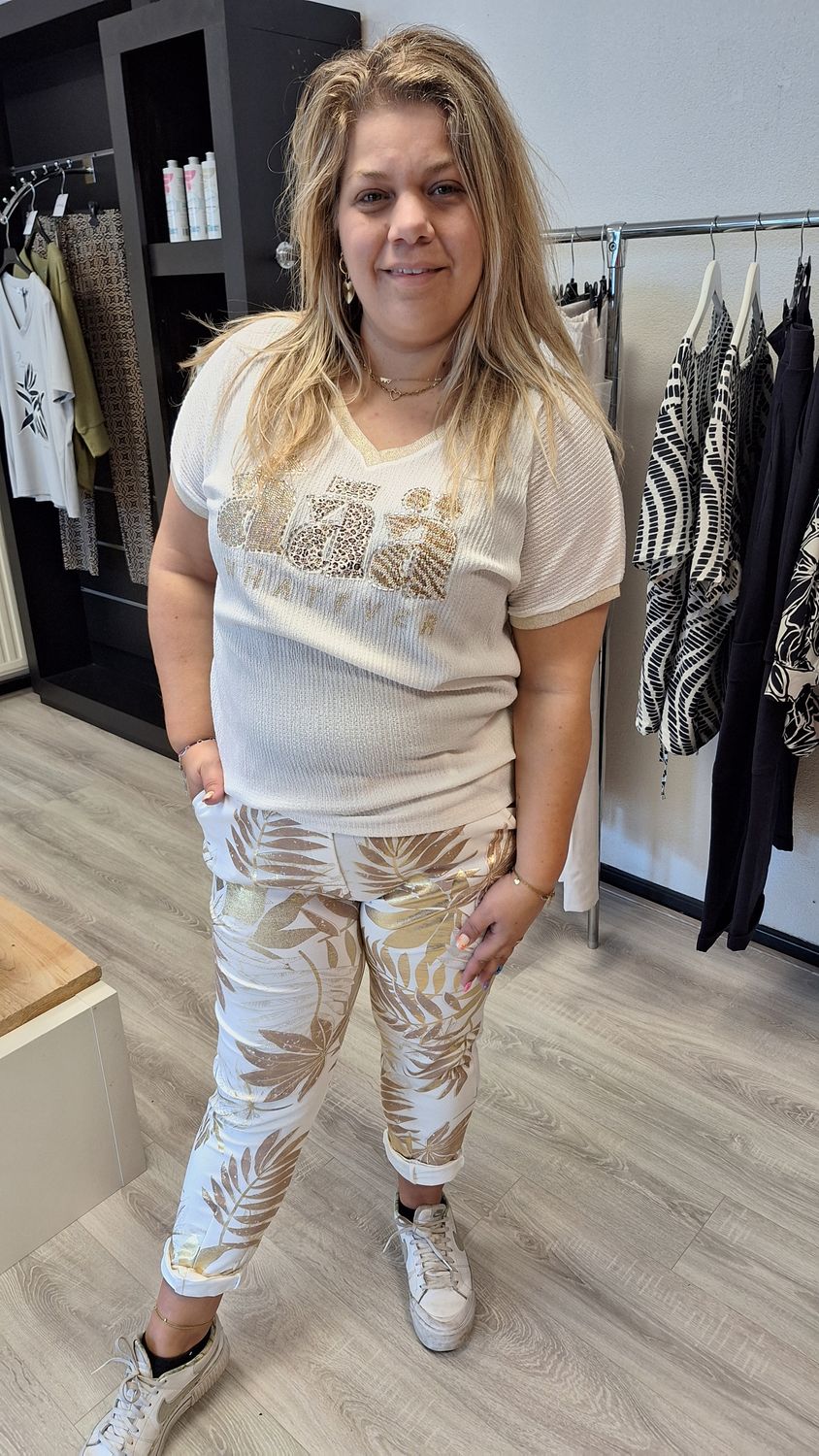 Top Dyvie waffel offwhite