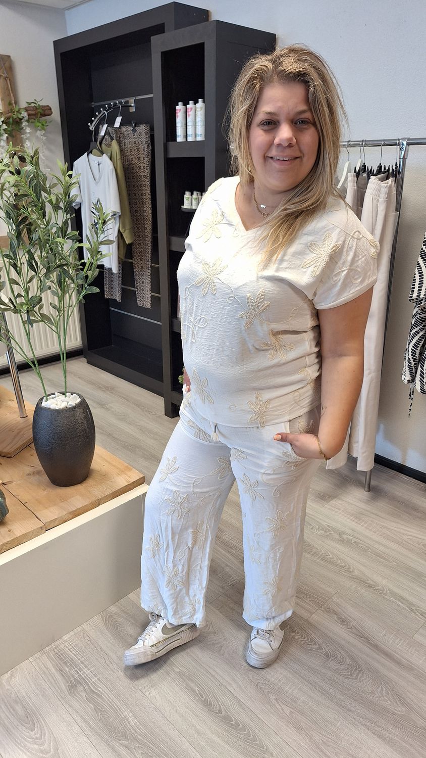 Linnen broek Creme