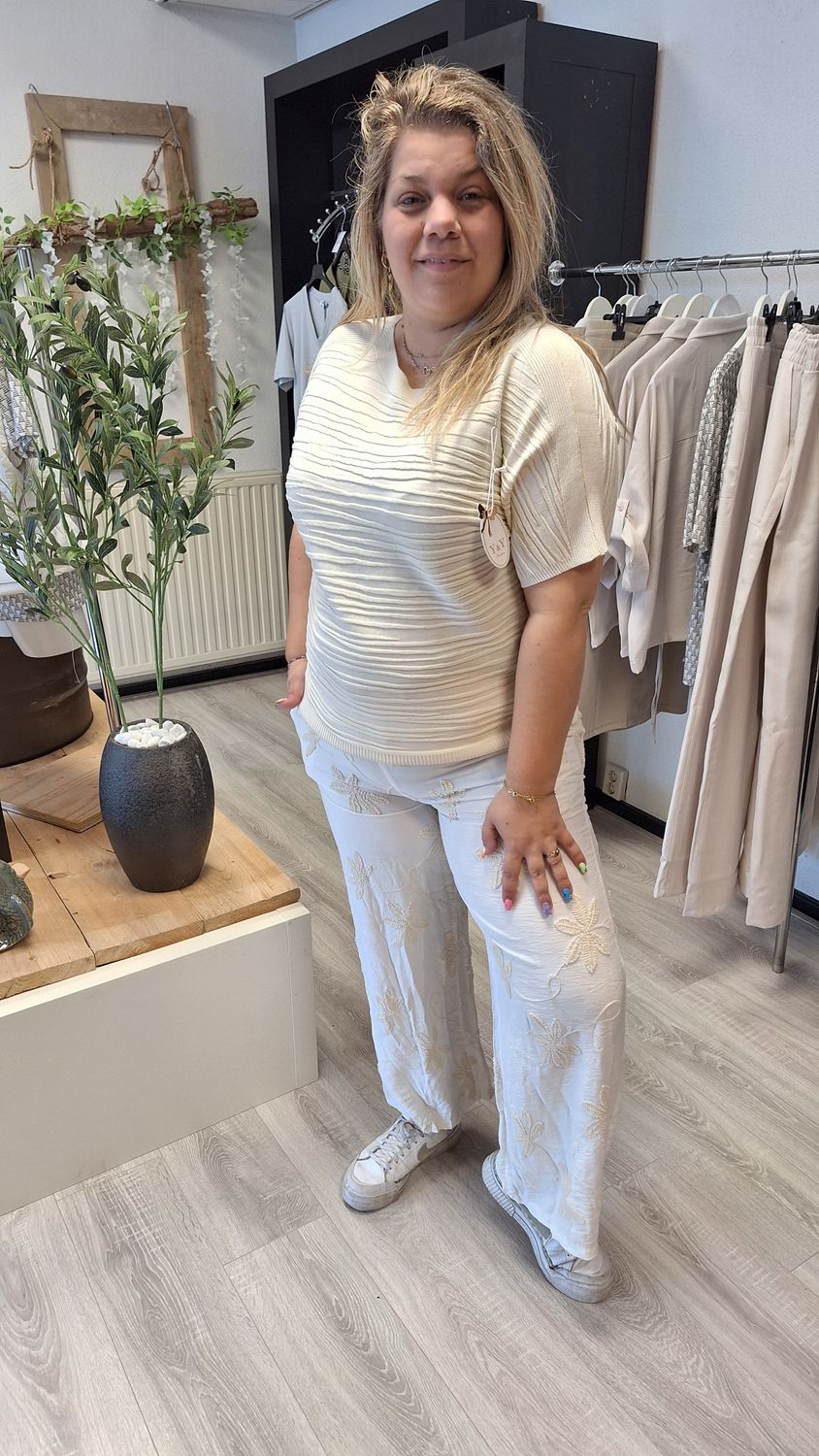 Satijnen Flared creme