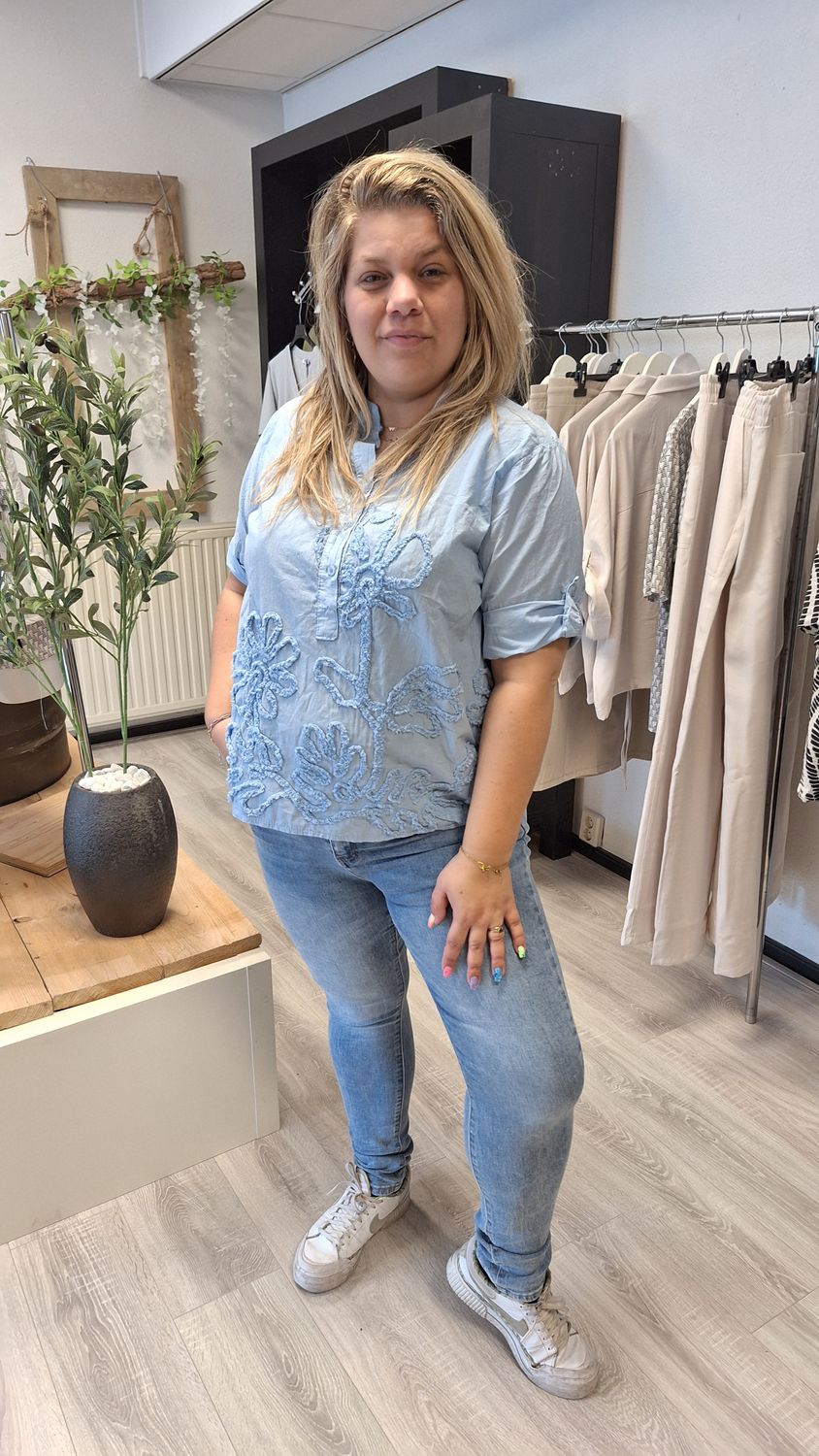 Linnen blouse Fay licht blauw